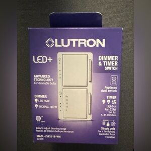 Lutron LED+ Dimmer & Timer Switch in White ~ MACL-L3T251B-WH ~ Lights & Fans